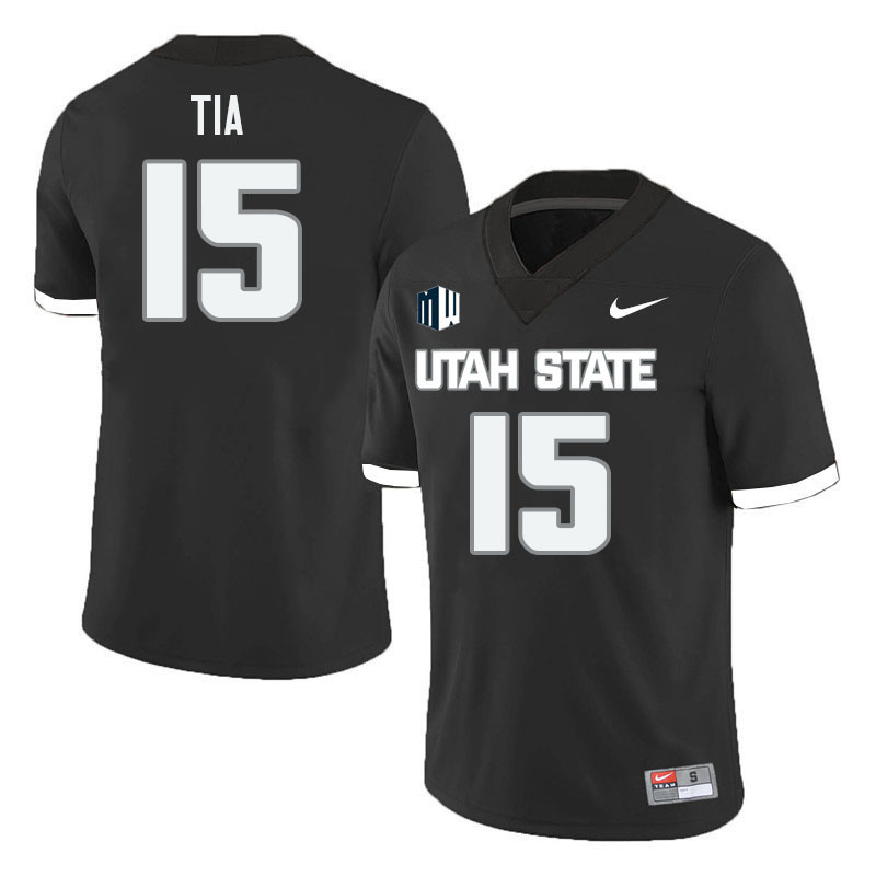 Utah State Aggies #15 Otto Tia College Football Jerseys Stitched Sale-Black